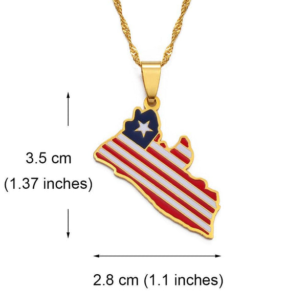 Liberia Flag Map Necklace