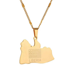 Liberia Flag Map Necklace