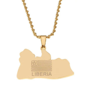 Liberia Flag Map Necklace