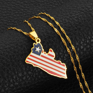 Liberia Flag Map Necklace