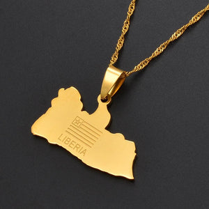 Liberia Flag Map Necklace