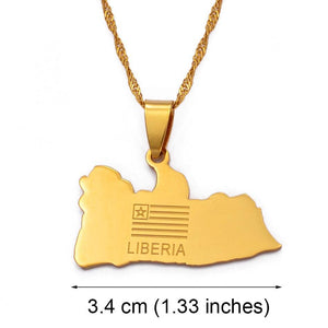 Liberia Flag Map Necklace