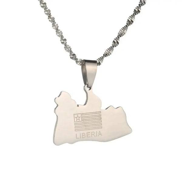 Liberia Flag Map Necklace