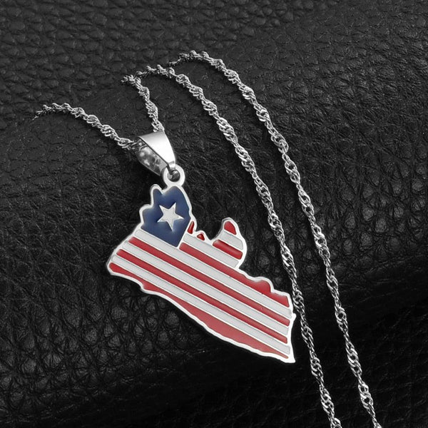 Liberia Flag Map Necklace