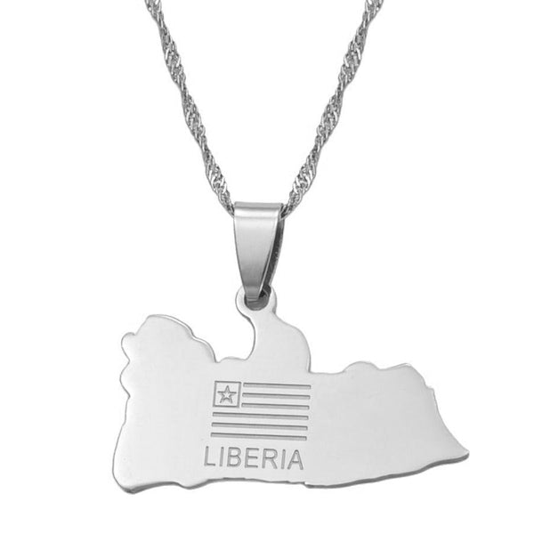 Liberia Flag Map Necklace