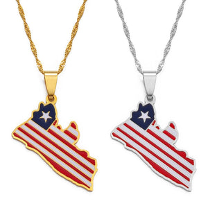 Liberia Flag Map Necklace