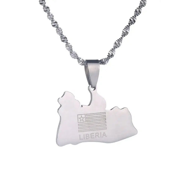 Liberia Flag Map Necklace