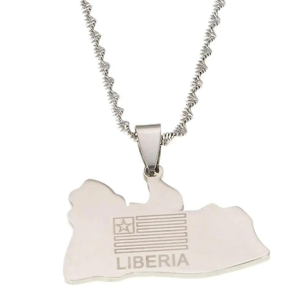 Liberia Flag Map Necklace