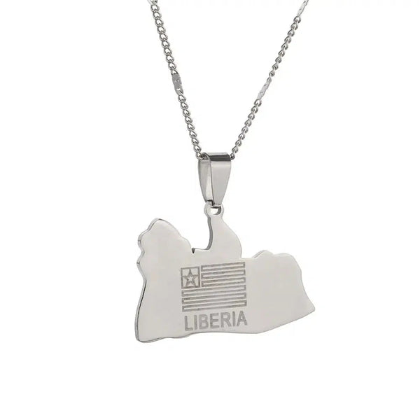 Liberia Flag Map Necklace