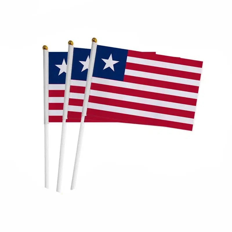 Liberia Flag on Stick - Small Handheld Flag (50/100Pcs)