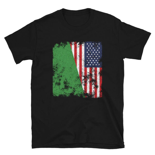 Libya 1977-2011 USA Flag - Half American T-Shirt