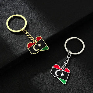 Libya Flag Map Keychain