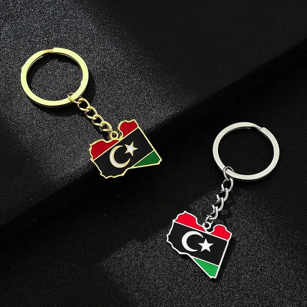 Libya Flag Map Keychain