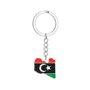Libya Flag Map Keychain