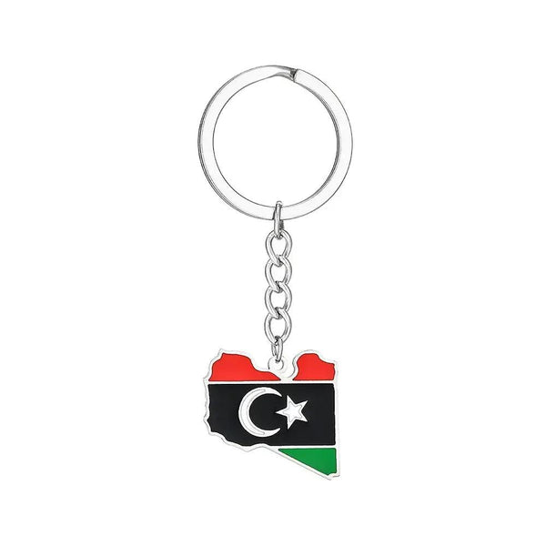 Libya Flag Map Keychain