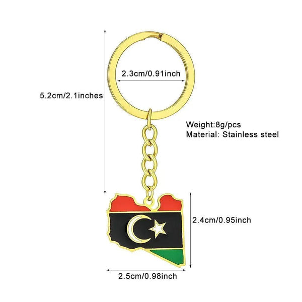 Libya Flag Map Keychain