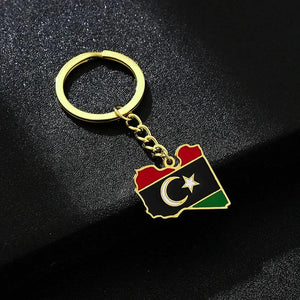 Libya Flag Map Keychain