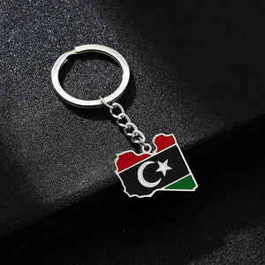 Libya Flag Map Keychain