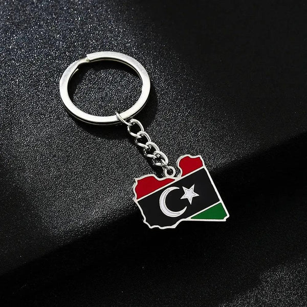 Libya Flag Map Keychain