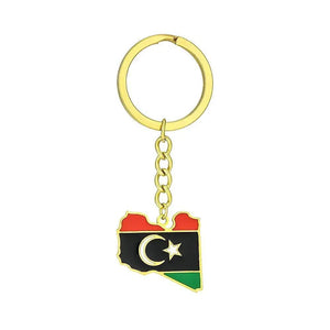 Libya Flag Map Keychain