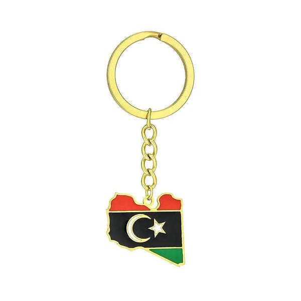 Libya Flag Map Keychain