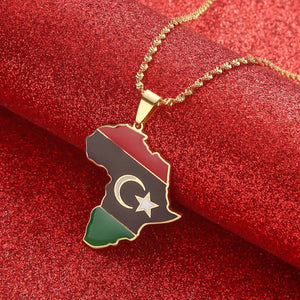 Libya Flag Map Necklace
