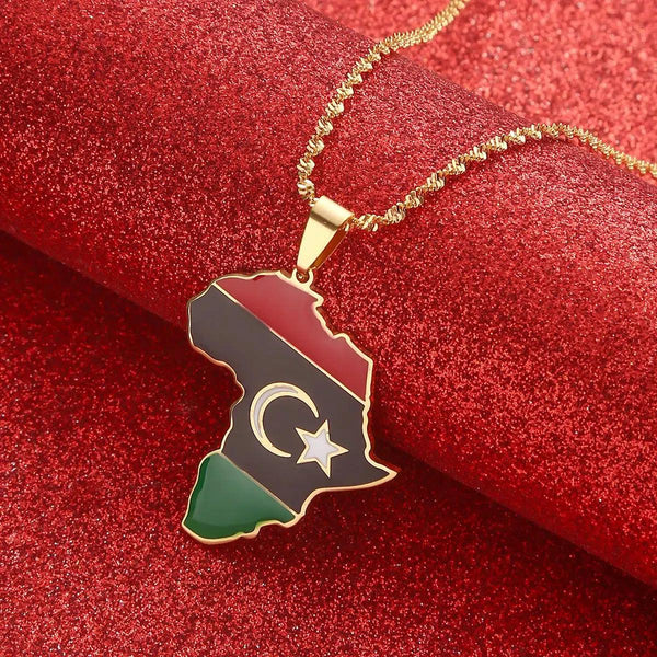 Libya Flag Map Necklace