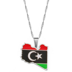 Libya Flag Map Necklace