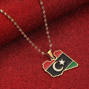Libya Flag Map Necklace
