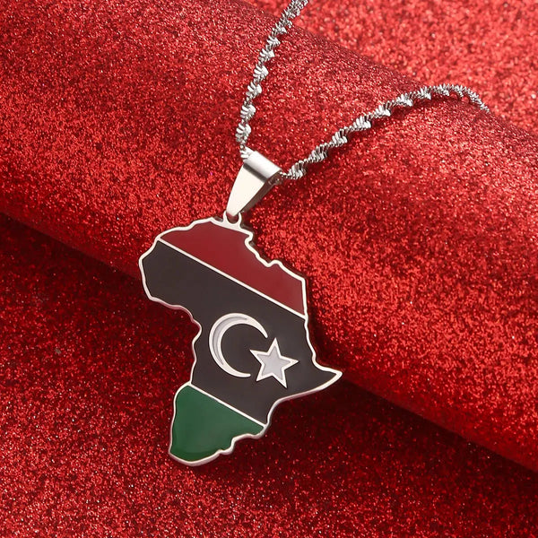 Libya Flag Map Necklace