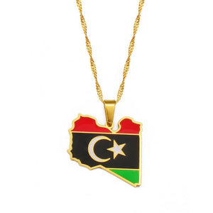 Libya Flag Map Necklace