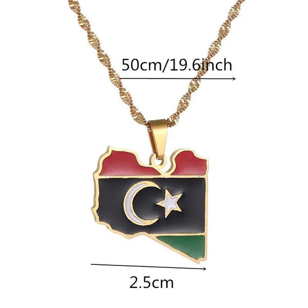 Libya Flag Map Necklace