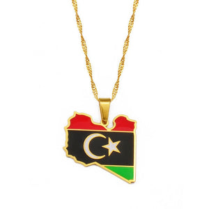 Libya Flag Map Necklace