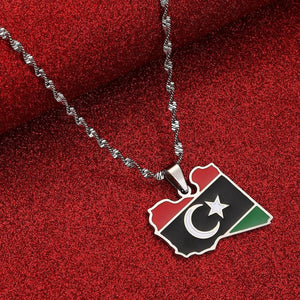 Libya Flag Map Necklace