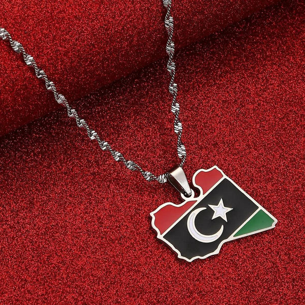 Libya Flag Map Necklace