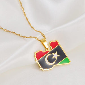 Libya Flag Map Necklace