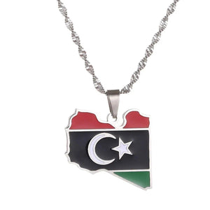 Libya Flag Map Necklace
