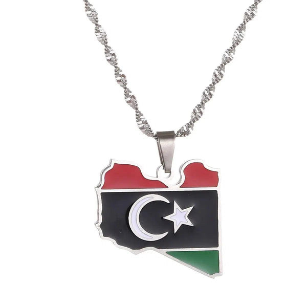 Libya Flag Map Necklace