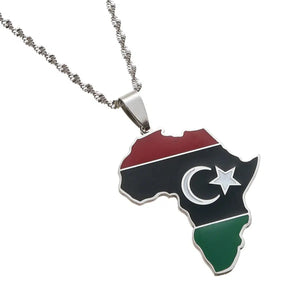 Libya Flag Map Necklace