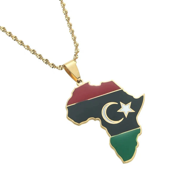 Libya Flag Map Necklace