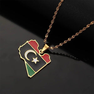 Libya Flag Map Necklace