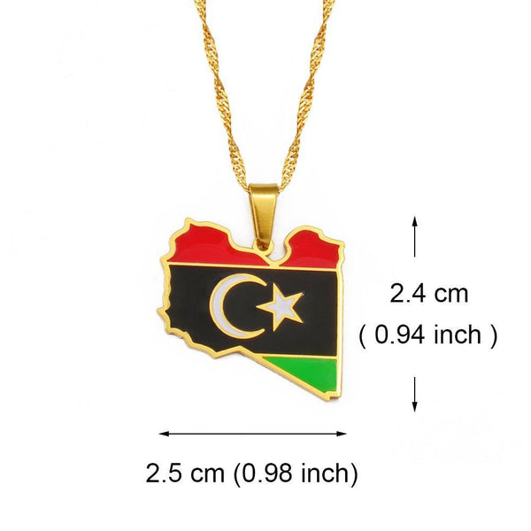 Libya Flag Map Necklace