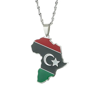 Libya Flag Map Necklace