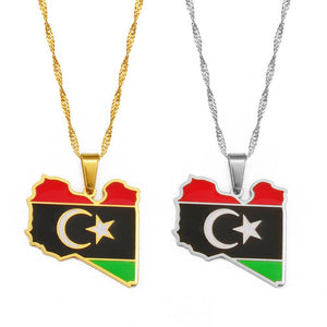 Libya Flag Map Necklace