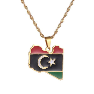 Libya Flag Map Necklace