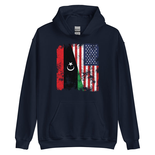 Libya USA Flag - Half American Hoodie