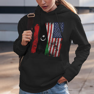 Libya USA Flag - Half American Hoodie