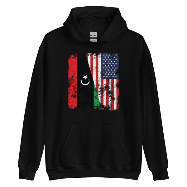 Libya USA Flag - Half American Hoodie