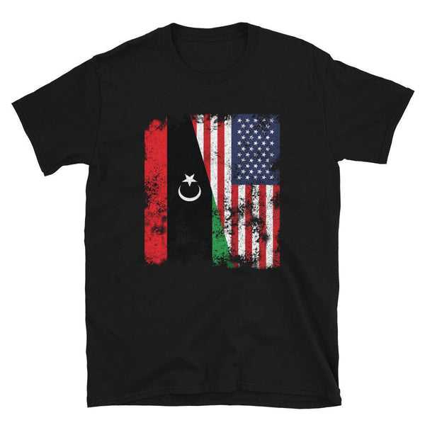 Libya USA Flag - Half American T-Shirt