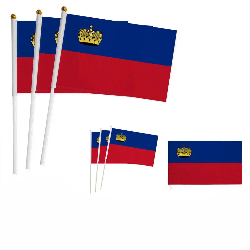 Liechtenstein Flag on Stick - Small Handheld Flag (50/100Pcs)